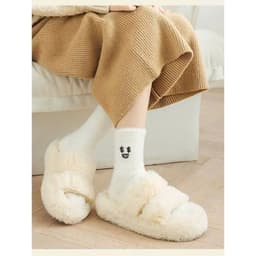 Set 5 Đôi Tất Cao Cổ Len Lông Cừu Dày Dặn Siêu Ấm Phối Họa Tiết Biểu Cảm Dễ Thương Tt46 6
