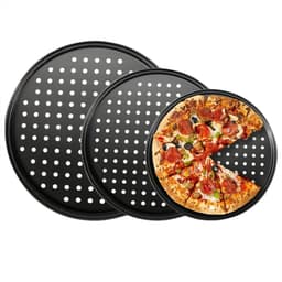 Khay nướng bánh pizza GUSTAVA, Bộ chảo bánh pizza đục lỗ mục đích 10 / 11 / 12 Inch, Dụng cụ làm bánh tròn chống dính bằng thép Carbon bền bỉ giòn & Bubbly 5