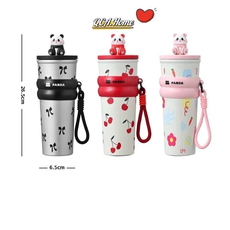 Ly giữ nhiệt Panda 700ml, cốc giữ nhiệt cao cấp có ống hút chất liệu inox 304 giữ nhiệt 8 - 12 tiếng