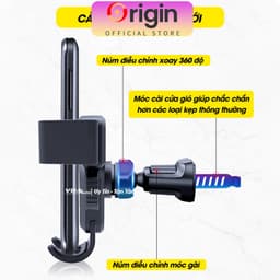 Giá đỡ điện thoại trên ô tô goteca kẹp gắn cửa khe gió điều hoà xoay 360 độ vân cacbon tinh tế nhỏ gọn tiện lợi cho xe 9