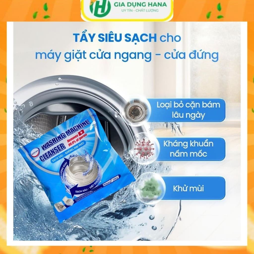 [MUA 2 TẶNG 2] Bột Vệ Sinh Lồng Giặt Gochy - Tẩy lồng giặt, Làm sạch máy giặt, khử khuẩn hiệu quả