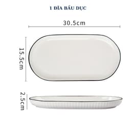 Bộ Bát Đĩa Trắng Viền Đen Gochy Đủ Món Chất Liệu Gốm Sứ Ceramic cao cấp chịu nhiệt tốt,decor trang trí bàn ăn sang trọng 4