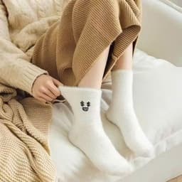 Set 5 Đôi Tất Cao Cổ Len Lông Cừu Dày Dặn Siêu Ấm Phối Họa Tiết Biểu Cảm Dễ Thương Tt46 8