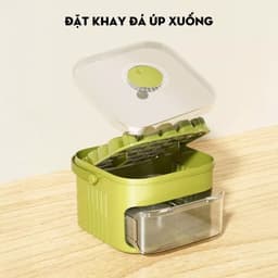 Hộp Làm Đá Viên Thông Minh 2in1, Khay Đá Tủ Lạnh Kèm Hộp Đựng Nắp Nhấn Lấy Đá Tự Động 6