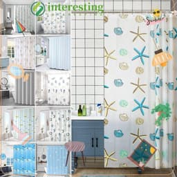 Rèm tắm INTERESTING, Rèm phòng tắm in hoạt hình 80x180cm, hiện đại có móc chống nấm mốc Rèm ngăn bồn tắm chống nước Trang trí phòng tắm 1