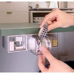 Hộp đựng tăm bông/bông tẩy trang màu trắng trong suốt treo tường đa năng 4