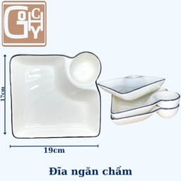 [HANA] Bộ Bát Đĩa 15 Trắng Viền Đen Gốm Sứ Ceramic Cao Cấp sang trọng cho gia đình,decor trang trí nhà ăn hiện đại 5