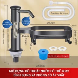 Bộ Vòi Bơm Hút Nước Rửa Chén Kèm Giá Để Đồ Gắn Bồn Rửa Bát Bằng Nhựa ABS Cao Cấp Với Ống Dẫn Silicon 120cm Tiện Dụng 7