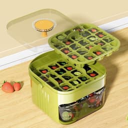 Hộp Làm Đá Viên Thông Minh 2in1, Khay Đá Tủ Lạnh Kèm Hộp Đựng Nắp Nhấn Lấy Đá Tự Động 2