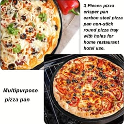 Khay nướng bánh pizza GUSTAVA, Bộ chảo bánh pizza đục lỗ mục đích 10 / 11 / 12 Inch, Dụng cụ làm bánh tròn chống dính bằng thép Carbon bền bỉ giòn & Bubbly 8