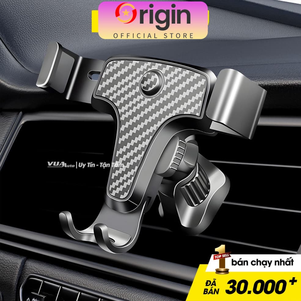 Giá đỡ điện thoại trên ô tô goteca kẹp gắn cửa khe gió điều hoà xoay 360 độ vân cacbon tinh tế nhỏ gọn tiện lợi cho xe