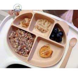 SALE - Khay Ăn Dặm Kèm Nắp Silicon Cao Cấp Chia Ngăn Có Đế Hít Poled Nội Địa Hàn 2