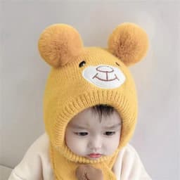 Mũ len Phủ Tai Mặt Gấu cho bé - Mũ len Dệt Kim KÍN CỔ Mềm Mại Dễ Thương (tuyển sỉ) 7