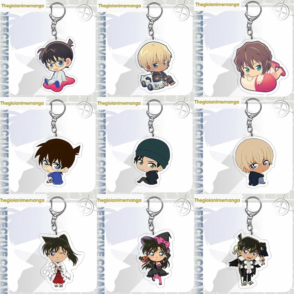 (mua 1 tặng 1) ( nhiều mẫu ) Móc khóa mica DETECTIVE CONAN Thám Tứ Lừng Danh hình in 2 mặt