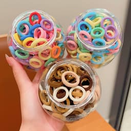 Hũ 100 dây buộc tóc cao su mềm co giãn nhiều màu sắc cho bé sử dụng VINBEO 5