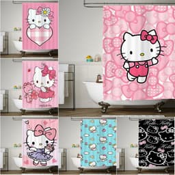 Hello Kitty Polyester Chống Thấm Nước Rèm Tắm Trang Trí Phòng Tắm Rèm Tắm Vải Có Móc 1