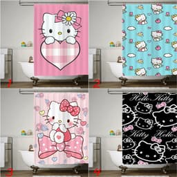 Hello Kitty Polyester Chống Thấm Nước Rèm Tắm Trang Trí Phòng Tắm Rèm Tắm Vải Có Móc 5