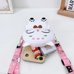 [Lớn, vừa điện thoại] Túi đeo chéo silicon hình mèo cười thời trang đựng bao lì xì, mỹ phẩm, điện thoại, làm quà tặng 3