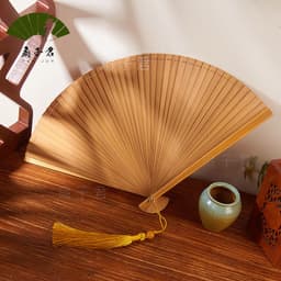 Quạt Xếp Tre Cổ Trang Cao Cấp - Quạt Nan Màu Trơn Phong Cách Trung Hoa Đạo Cụ Chụp Ảnh 2