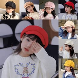Mũ nồi cho bé BOOCEAN, Mũ nồi trẻ em dễ thương ấm áp, Len mềm nhiều màu cho trẻ em Mũ Newsboy bé trai bé gái 2