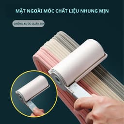 Set 5 móc treo quần áo nhựa ABS bọc nhung mịn chống trượt, giữ form áo 4