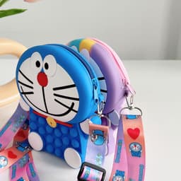Túi xách đeo chéo silicon pop it hình doraemon thời trang dễ thương, bong bóng giảm căng thẳng 3