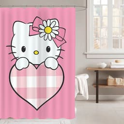Hello Kitty Polyester Chống Thấm Nước Rèm Tắm Trang Trí Phòng Tắm Rèm Tắm Vải Có Móc 3