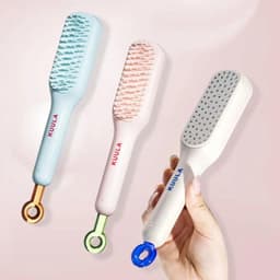 BOOCEAN Lược Chải Tóc Tự Làm Sạch, Lược Chống Tĩnh Điện ABS Magic Có Thể Thu Vào, Quà Tặng Làm Mịn Tự Làm Sạch Lược Làm Tóc 6