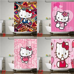 Hello Kitty Polyester Chống Thấm Nước Rèm Tắm Trang Trí Phòng Tắm Rèm Tắm Vải Có Móc 7