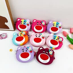 Túi xách đeo chéo silicon hình gấu dâu lotso, thời trang dễ thương bạn gái đựng mỹ phẩm, điện thoại 7