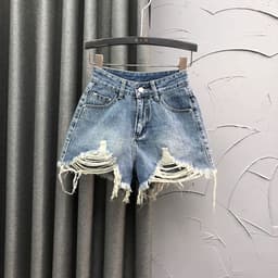 Quần Short Jeans Nữ Rách Lai Tua Phom A Rộng Chất Jean Cotton Mềm Mịn Dễ Mix Đồ 7