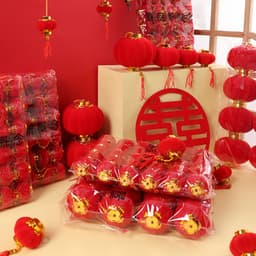 Set (  từ  6-30 quả ) Đèn Lồng mini Màu Đỏ Phong Cách Trung Hoa Dùng Để Trang Trí Tiệc Năm Mới 4