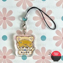 (mua 1 tặng 1) Dây treo điện thoại BLUE LOCK ver MÈO ĐỘI MŨ anime chibi Mica trong acrylic quà tặng dễ thương 4