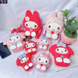 [Lớn, vừa điện thoại] Túi đeo chéo silicon hình my melody làm quà tặng bạn gái đựng bao lì xì, mỹ phẩm, thời trang 2