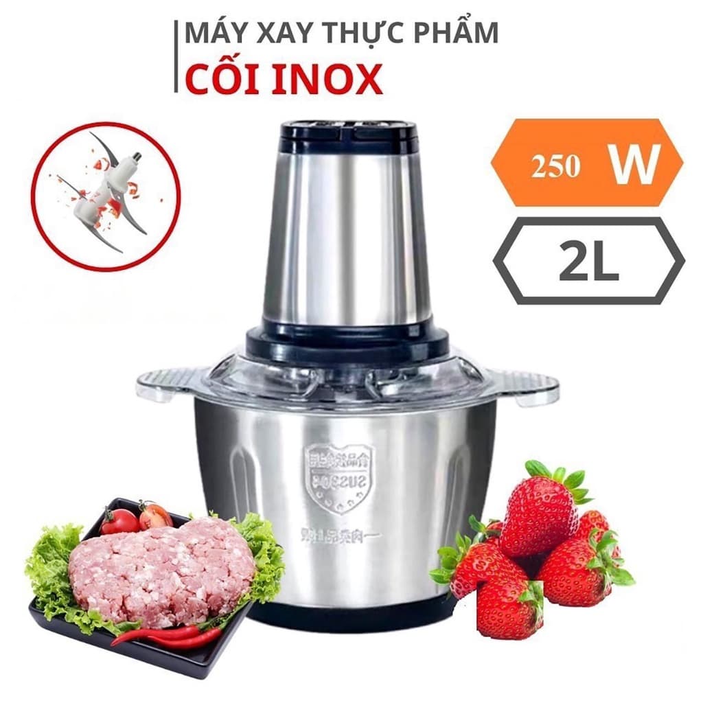 Máy Xay Đa Năng, Xay Thịt, Rau Củ Qủa, Dung Tích 2L, Cối Inox304 Bền Bỉ, Lưỡi Thép Không Rỉ