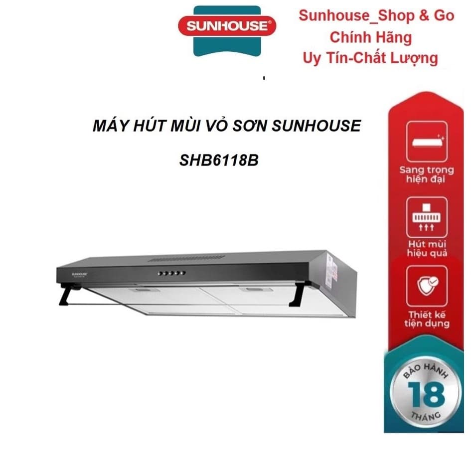 Máy hút mùi Sunhouse SHB6118B_Hàng chính hãng
