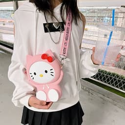 [Lớn, vừa điện thoại] Túi đeo chéo silicon hình mèo kitty thời trang đựng bao lì xì, mỹ phẩm, điện thoại, làm quà tặng 7