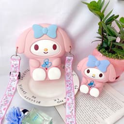 [Lớn, vừa điện thoại] Túi đeo chéo silicon hình my melody làm quà tặng bạn gái đựng bao lì xì, mỹ phẩm, thời trang 3