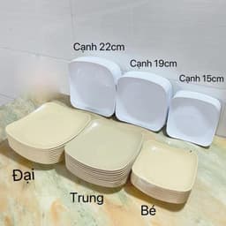 Combo 5 đĩa nhựa phíp vuông 3 size nhựa cao cấp Việt Nhật để hoa quả, đồ ăn bền đẹp chịu nhiệt 2