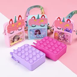 [Mới 2024] Túi xách silicon pop it kim sa hình pony kỳ lân đeo chéo thời trang đựng bao bì lì xì, mỹ phẩm 8