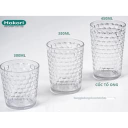 Combo 5,10 cốc nhựa mica trong tổ ong bền đẹp hàng cao cấp dung tích 300ml, 380 ml, 450ml Hokori VIỆT NHẬT. 5