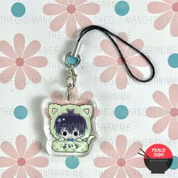 (mua 1 tặng 1) Dây treo điện thoại BLUE LOCK ver MÈO ĐỘI MŨ anime chibi Mica trong acrylic quà tặng dễ thương 5