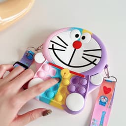 Túi xách đeo chéo silicon pop it hình doraemon thời trang dễ thương, bong bóng giảm căng thẳng 5