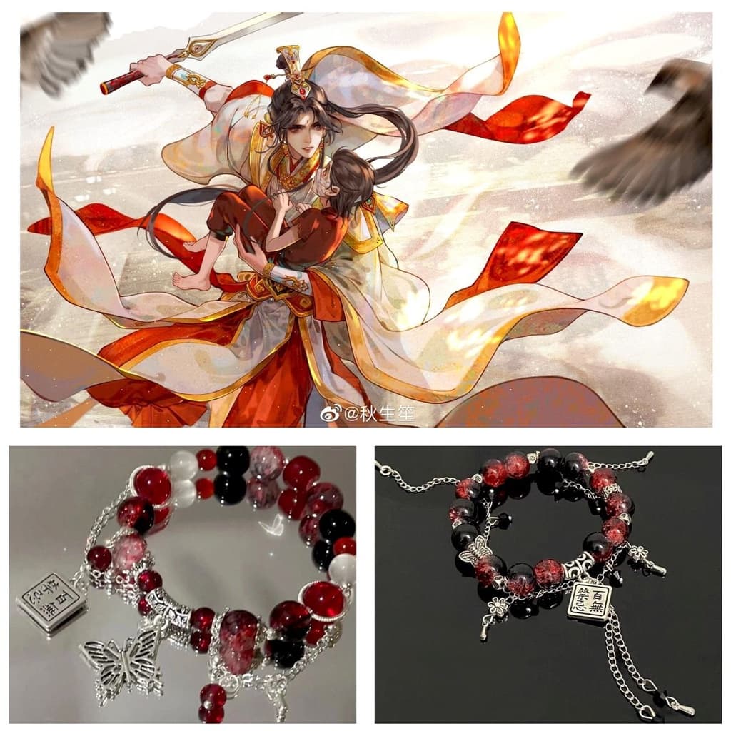 Vòng Tay Thiên Quan Tứ Phúc lắc tay Chuỗi Hạt hình Bướm Tử Linh cho cặp đôi cosplay Tạ Liên Hoa Thành manhua anime