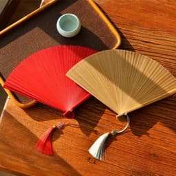Quạt Xếp Tre Cổ Trang Cao Cấp - Quạt Nan Màu Trơn Phong Cách Trung Hoa Đạo Cụ Chụp Ảnh 3
