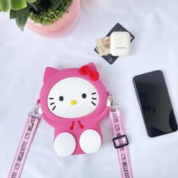 [Lớn, vừa điện thoại] Túi đeo chéo silicon hình mèo kitty thời trang đựng bao lì xì, mỹ phẩm, điện thoại, làm quà tặng 2