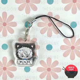 (mua 1 tặng 1) Dây treo điện thoại BLUE LOCK ver MÈO ĐỘI MŨ anime chibi Mica trong acrylic quà tặng dễ thương 3