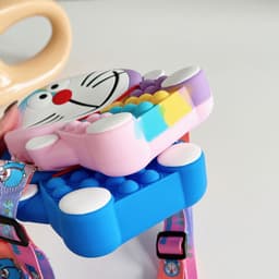 Túi xách đeo chéo silicon pop it hình doraemon thời trang dễ thương, bong bóng giảm căng thẳng 4