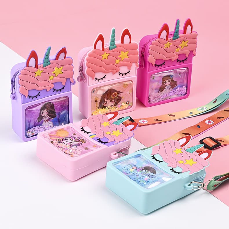[Mới 2024] Túi xách silicon pop it kim sa hình pony kỳ lân đeo chéo thời trang đựng bao bì lì xì, mỹ phẩm