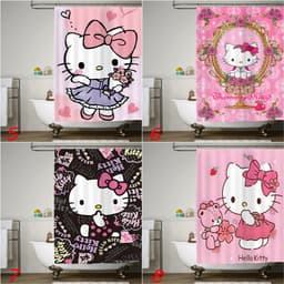 Hello Kitty Polyester Chống Thấm Nước Rèm Tắm Trang Trí Phòng Tắm Rèm Tắm Vải Có Móc 6